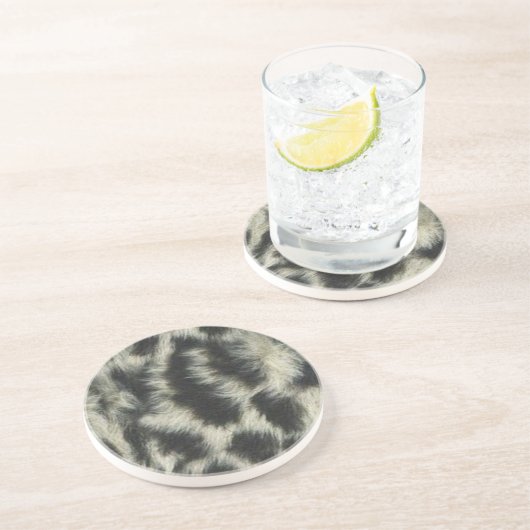 En Grès Dessous de verre léopard des neiges (Côté)