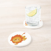 En Grès Dessous de verre Lion Cartoon Fast Cute (Côté)