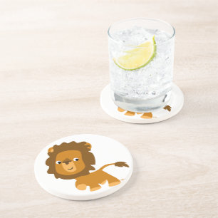 En Grès Dessous de verre Lion de contenu de dessin mignon