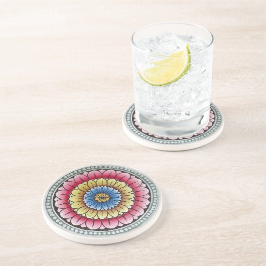 En Grès Dessous de verre Lotus Mandala (Côté)