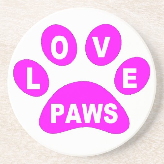 En Grès Dessous de verre Love Paws sur les pattes rose (Devant)