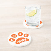 En Grès Dessous de verre Love Paws sur Paws Orange (Côté)