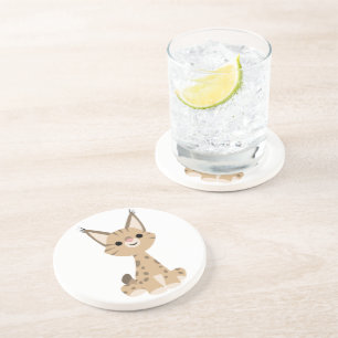 En Grès Dessous de verre Lynx Cartoon mignon