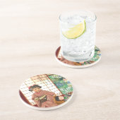 En Grès Dessous de verre maman poupée japonaise (Côté)