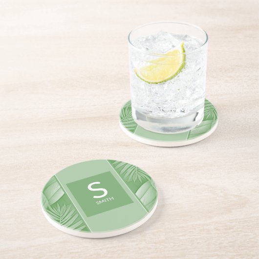 En Grès Dessous de verre mariage de monogramme de couple (Côté)