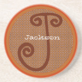 En Grès Dessous de verre Mariages du monogramme du panier (Devant)