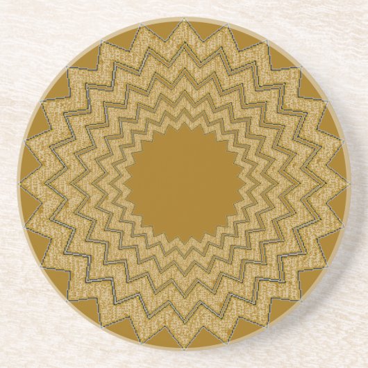 En Grès Dessous de verre - Médaillon Zigzag (marron) (Devant)
