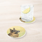 En Grès Dessous de verre mignons de berger allemand (Côté)