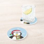 En Grès Dessous de verre mignons de pingouin de Noël (Côté)