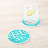 En Grès Dessous de verre moderne Snowflakes, Aqua (Côté)