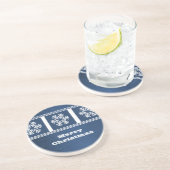 En Grès Dessous de verre moderne Snowflakes, Bleu (Côté)