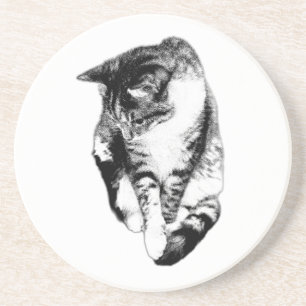En Grès Dessous de verre monochrome Tabby Cat