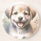 En Grès Dessous de verre Monogramme de marionnette mignonn (Devant)