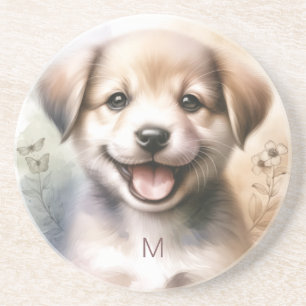 En Grès Dessous de verre Monogramme de marionnette mignonn