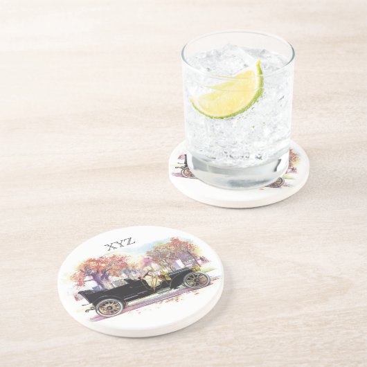En Grès Dessous de verre monogramme personnalisé de voitur (Côté)