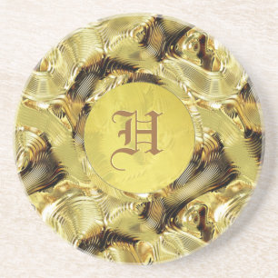En Grès Dessous de verre monogramme personnalisé Motif or