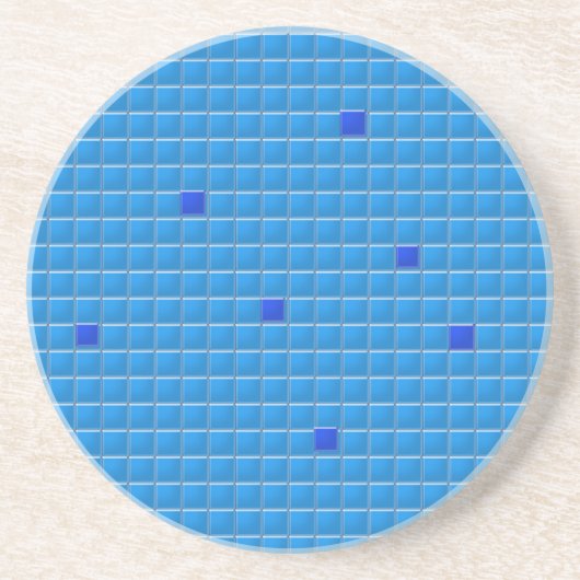 En Grès Dessous de verre - Mosaïque Carré bleu (Devant)
