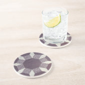 En Grès Dessous de verre - Motif blanc et pourpre (Côté)