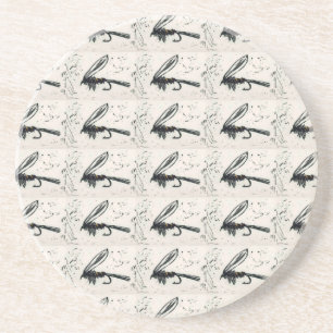 En Grès dessous de verre Motif de vol mouillé "Gold Ribbed