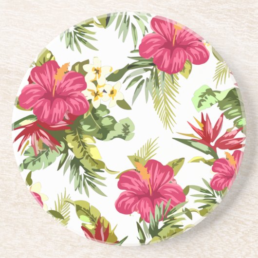 En Grès Dessous de verre Motifs à fleurs tropicaux (Devant)