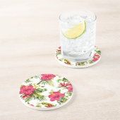 En Grès Dessous de verre Motifs à fleurs tropicaux (Côté)