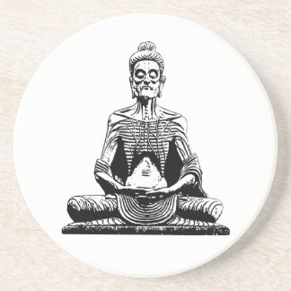 En Grès Dessous de verre mourants de faim de Bouddha
