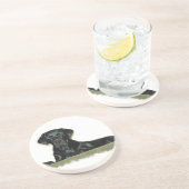 En Grès Dessous de verre noirs de sommeil de labrador (Côté)