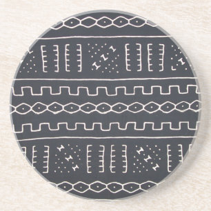 En Grès Dessous de verre noirs et blancs de Mudcloth
