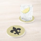 En Grès Dessous de verre noirs superbes de Fleur de lis (Côté)