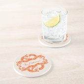 En Grès Dessous de verre Orange Chic Damask (Côté)