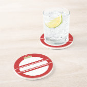 En Grès Dessous de verre Ornement Simple Chic, Rouge (Côté)