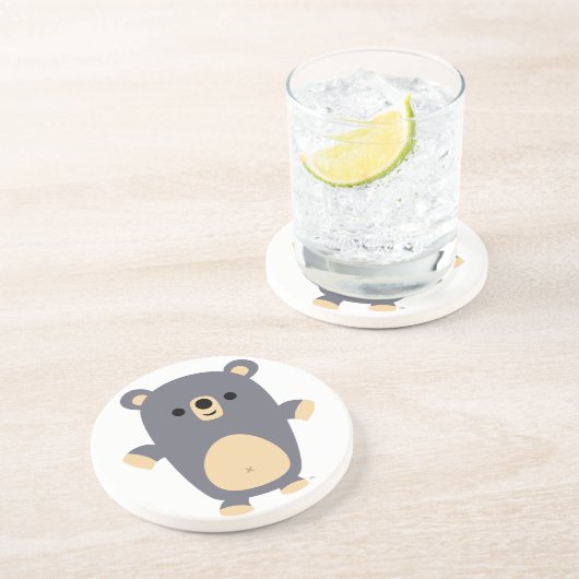 En Grès Dessous de verre Ours Bleu Bleu Cute (Côté)