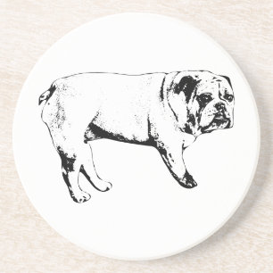 En Grès Dessous de verre Outline Bulldog