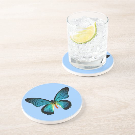 En Grès Dessous de verre papillon bleu (Côté)