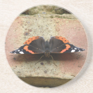En Grès Dessous de verre papillon de l'amiral rouge