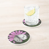 En Grès Dessous de verre papillon et rose (Côté)