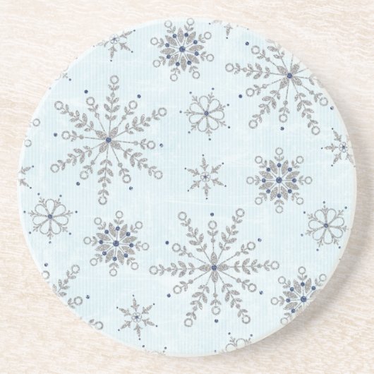 En Grès Dessous de verre parties scintillant Snowflakes (Devant)