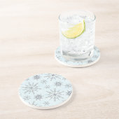 En Grès Dessous de verre parties scintillant Snowflakes (Côté)