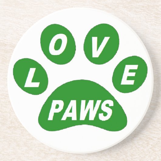 En Grès Dessous de verre pattes d'amour sur pattes vert (Devant)