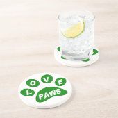 En Grès Dessous de verre pattes d'amour sur pattes vert (Côté)