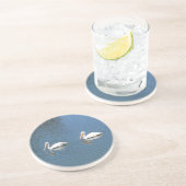 En Grès dessous de verre pélican blanc (Côté)