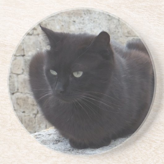 En Grès Dessous de verre personnalisé Black Cat (Devant)