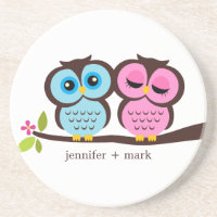 Dessous de verre personnalisé pour couple de hibou