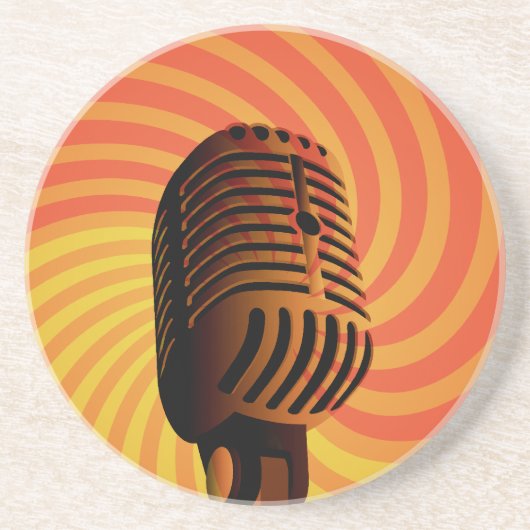 En Grès Dessous de verre personnalisé Retro Microphone (Devant)