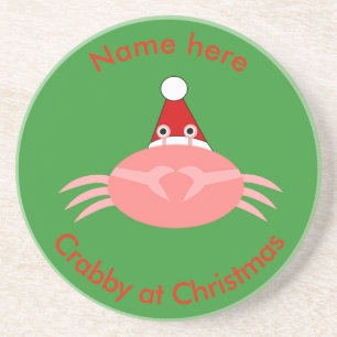 En Grès Dessous de verre personnalisés de crabe de Noël