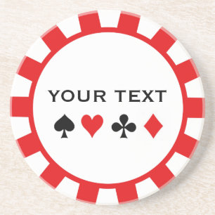 En Grès Dessous de verre personnalisés de jeton de poker