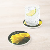 En Grès Dessous de verre personnalisés Rose jaune Fleurs d (Côté)