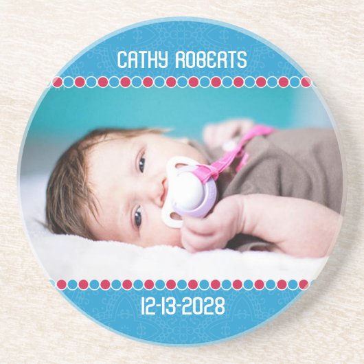 En Grès Dessous de verre photo pour bébé de vacances (Devant)