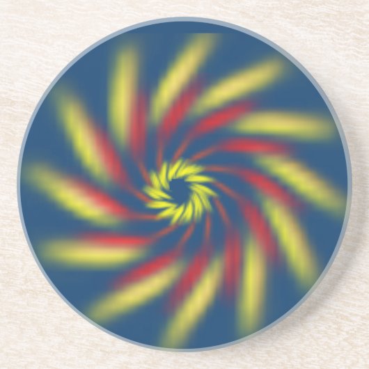 En Grès Dessous de verre - Pinwheel sur Bleu (Devant)