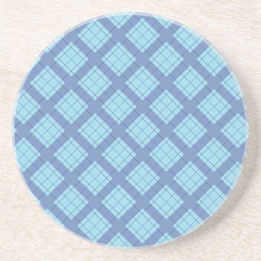 En Grès Dessous de verre Plaid Bleu Variation (Devant)